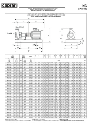 Одноступенчатые горизонтальные центробежные насосы Caprari NC 40-125 2900