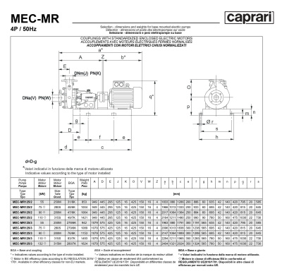 Горизонтальные многоступенчатые насосы Caprari MEC-MR 1450