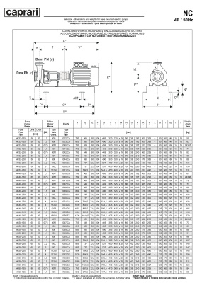 Одноступенчатые горизонтальные центробежные насосы Caprari NC 40-160 1450