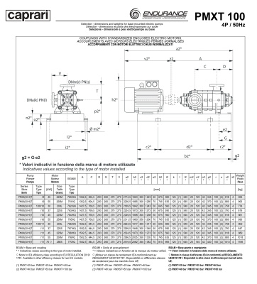 Горизонтальные секционные насосы высокого давления Caprari PMXT 100 2200 из нержавеющей стали