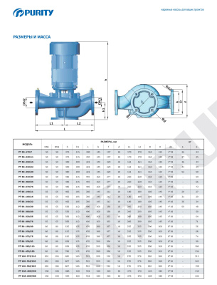 Вертикальный циркуляционный насос инлайн Purity PT 50-310/22 (N)