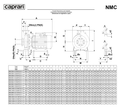 Поверхностные одноступенчатые консольно-моноблочные насосы Caprari NMC 100 4P