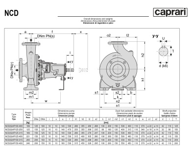 Одноступенчатые горизонтальные центробежные насосы Caprari NCD 4P125-250 1450