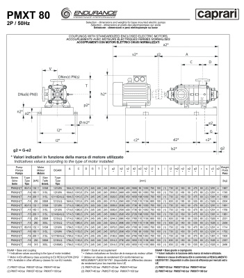 Горизонтальные секционные насосы высокого давления Caprari PMXT 80 3500 из нержавеющей стали