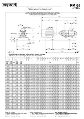 Горизонтальные многоступенчатые насосы высокого давления Caprari PM 65 1750