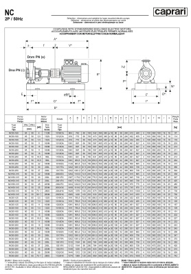 Одноступенчатые горизонтальные центробежные насосы Caprari NC 50-200 1450