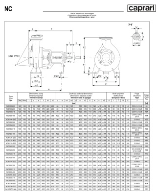 Одноступенчатые горизонтальные центробежные насосы Caprari NC 150-315 1450