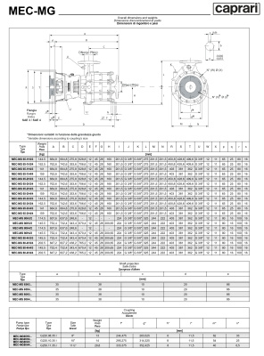 Фланцевый насос Caprari MEC-MG, MEC-AG, BHG 2900 для дизельного двигателя