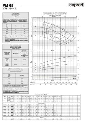 Горизонтальные многоступенчатые насосы высокого давления Caprari PM 65 1750