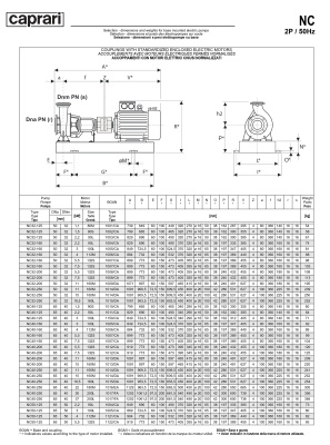 Одноступенчатые горизонтальные центробежные насосы Caprari NC 40-160 2900