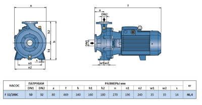 Поверхностный одноступенчатый консольно-моноблочный насос Pedrollo F 32/200C