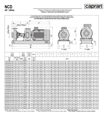 Одноступенчатые горизонтальные центробежные насосы Caprari NCDS 4P40-250 1750