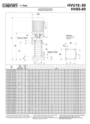 Вертикальные многоступенчатые насосы Caprari HVU 18