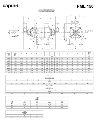 Горизонтальные многоступенчатые насосы высокого давления Caprari PML 150 1150